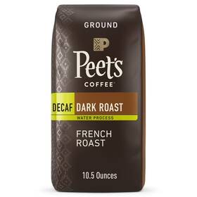 Peets 785357022508 Coffee Decaf French Roast Premium Dark Ground Arabica 10.5