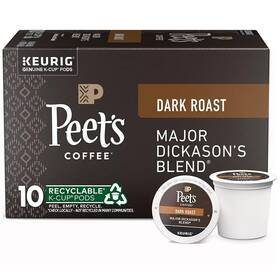 Peets 785357024359 Major Dickasons Blend Dark Roast Coffee K-cups 10 Count Free Us S/h