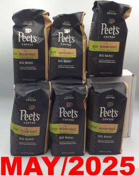 Peets 785357026131 Coffee Decaf Big Bang Medium Roast Ground 10oz Case Of 6 Bags