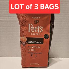 Peets 785357026155 3 X 10oz Pumpkin Spice Flavored Ground Coffee Freshest By 3/1/2025