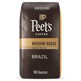 514543 Peets Coffee Medium Roast Ground - Single Origin Brazil 18 Ounce Bag