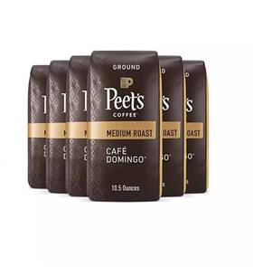 Peets Coffee 711181658187 Medium Roast Ground - Cafe Domingo 10.5oz 6pk Bb 9/5/24