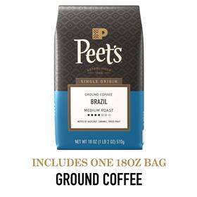 Wal-421905479 Peets Coffee Single Origin Brazil Premium Medium Roast Ground Arabica