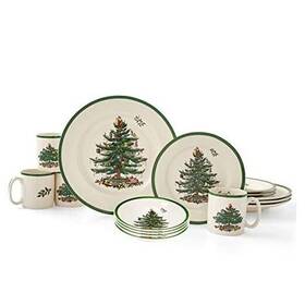 1790704 Portmeirion Christmas Tree Collection 16-piece Dinnerware Set Service For 4 Dinner And