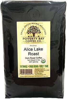Poverty Bay Coffee Co. 180614000525 Dark Roast Ground Beans 2lb Bag Of
