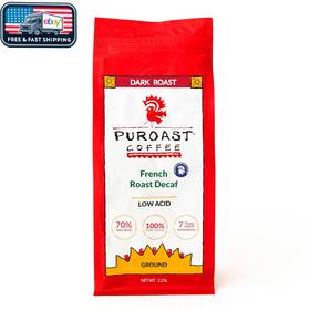 Puroast Coffee 711181095814 Decaf French Roast Low Acid Dark 2.2lb Ph 5.5 Gut Health Blend
