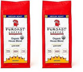 Puroast Coffee 744759107541 Low Acid Ground Organic House Blend 12 Ounce Bag Pack Of 2