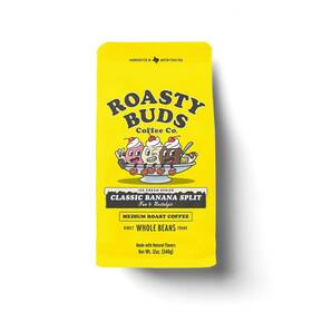 Roasty Buds Coffee Co. 850067415251 Banana Split Whole Bean 12oz Bag Gluten-free Non-gmo