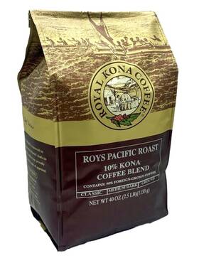 Royal 842513128495 Kona Coffee - Medium Dark Roast Ground Roys Pacific 40oz