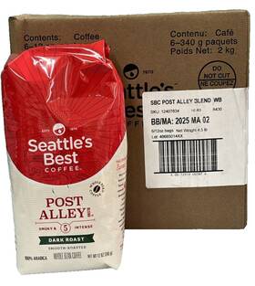 Seattles Best Coffee 689995931485 Post Alley Blend Dark Roast Whole Bean 12oz -6packs- 05/25