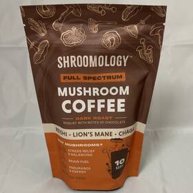 R31002 Shroomology Mushroom Coffee Dark Roast Chocolate Flavor 10 Servings 5oz