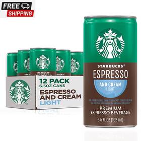 00098100240013 Starbucks Ready To Drink Coffee Espresso And Cream Light 6.5oz Cans 12 Pack