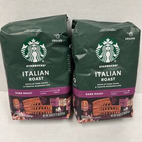 011087167 Starbucks 2 Pack Coffee Italian Dark Roast 18oz Arabica Ground Bb 7-25