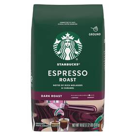 Starbucks 445009531538 Dark Roast Ground Coffee Espresso 100% Arabica 1 Bag 18 O