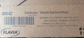 Starbucks 48042 Blonde Espresso Roast Lightest 72x .25oz B By Sept/4/2026 Rails Flavia