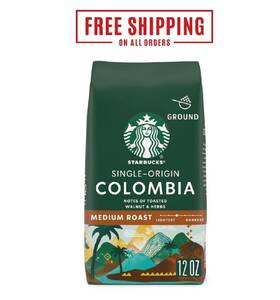 Starbucks 629722742762 Colombia Ground Coffee Medium Roast 12 Oz New