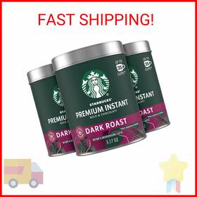 Starbucks 726084988828 Premium Instant Coffee Dark Roast Arabica Beans Three 3.17 O