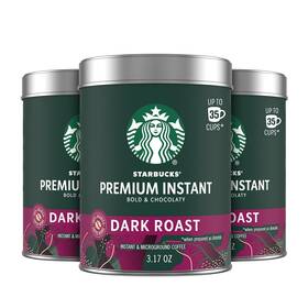 Starbucks 744110242928 Premium Instant Coffee Dark Roast Arabica Beans Three 3.17 O