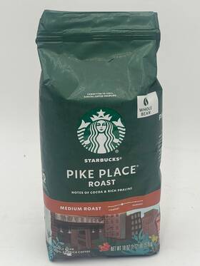 Starbucks 762111292001 Pike Place Whole Bean Coffee - 18 Oz. Read Description