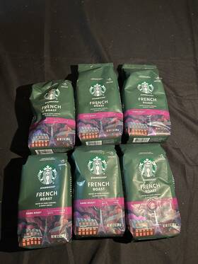 Starbucks 762111898043 6 Packs Dark French Roast Ground Coffee 12 Oz Each Pack 72oz