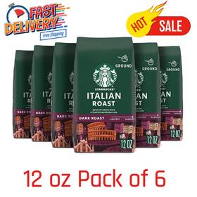 Starbucks Coffee 313031821866 Ground Dark Roast Italian Hot Or Iced 12oz 6 Bags