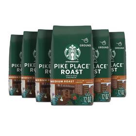 Starbucks Coffee 629722670010 Pike Place Ground Medium Roast 100% Arabica 6 Bags 12oz 01-25
