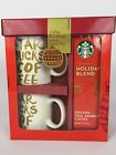 Starbucks Holiday Blend Coffee And 2 Mugs Gift Set 2.5 Oz 100 Arabica New 702014612315