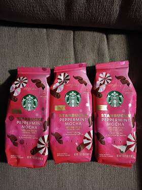 Pca5266e Starbucks Peppermint Mocha Ground Coffee 17oz 3 Pack Exp May 2026