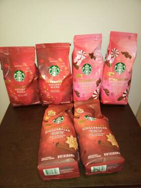 Vc-a4-98277 Starbucks 6 Holiday Blend Gingerbread And Peppermint Mocha Ground Coffee 17oz