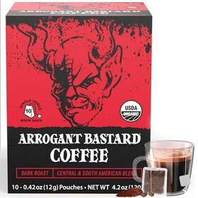 Stone Brewing Coffee 856405007843 Arrogant Blend Dark Roast Single Serve Brew Bags Pourove
