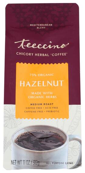 Teeccino 04224 Hazelnut Chicory Herbal Coffee Ground 11 Oz