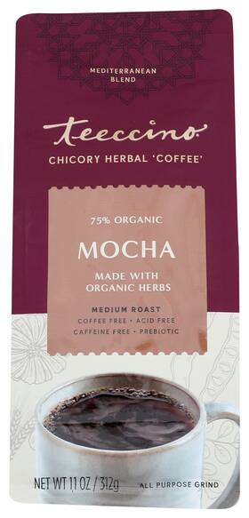 Teeccino 04226 Mediterranean Blend Chicory Herbal Coffee Mocha 11 Oz