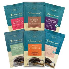 Teeccino 795239530915 Dandelion Root Herbal Coffee Sampler - Vanilla Nut Mocha Dark Roast