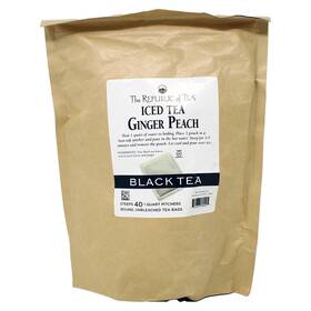 The Republic Of Tea 742676360025 Ginger Peach Black Iced Bags 40 Quart-sized Pouches