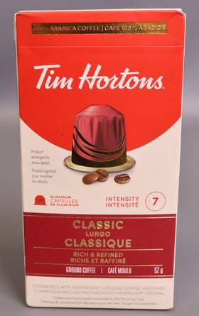 Tim Hortons 063209185800 Classic Lungo Rich And Refined Coffee Nespresso Aluminum 10 Capsules