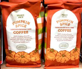 97234 Trader Joes 2 Packs Pumpkin Spice Ground Coffee Medium Dark Roast 14 Oz Each