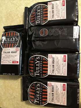 Tully S 099555382044 Coffee Italian Roast Ground 12-ounce 5-pack Caffeinated Extra Bold D