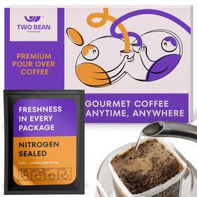 Two Bean 659048490191 Drip Coffee 10-pack - Superior 100% Arabica Medium Fresh Roast Single Serve