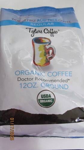 Tylers 169116836164 Acid Free Coffee 12 0z. Bag Organic Ground With Caffeine