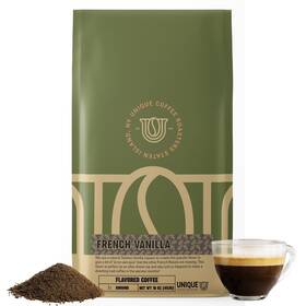 Unique Coffee Roasters 852421000967 Gourmet French Vanilla Flavored Ground 1 Lb 16 Oz Bag Medium Roast