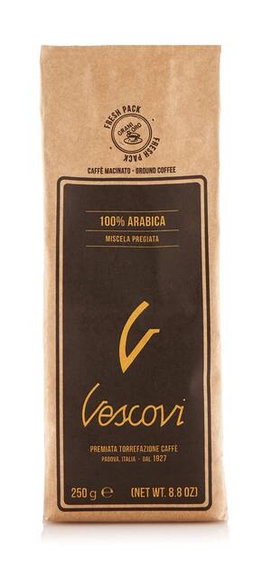 V Vescovi 001119001010 100% Arabica Premium Italian Ground Espresso Medium Roast For Moka Fren