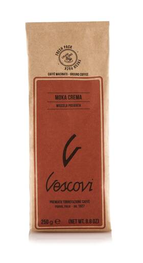 V Vescovi 001119001669 Moka Crema Premium Italian Ground Espresso Medium Roast Coffee For
