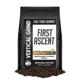 Vertical Grind 860012819300 First Ascent Dark Roast Ground Coffee - 12 Oz 100% Arabica Beans Bold Rich