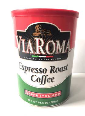 Via Roma 070594100691 100 Pure Italian Espresso Roast Coffee - 10.5 Oz Canister
