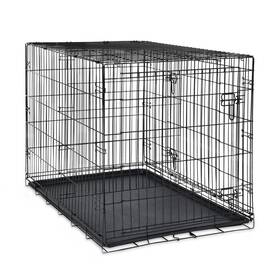 Vibrant Life 37130d Wire Dog Crate Double-door Divider And Leak-proof Tray Black 42 Inch