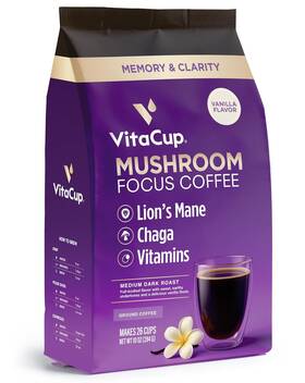 Vitacup 445025617698 Focus Mushroom Coffee Grounds Vanilla Flavored With Lions Mane