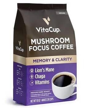 Vitacup 850012316206 Focus Ground Mushroom Coffee Boost And Immunity With Lions Mane C