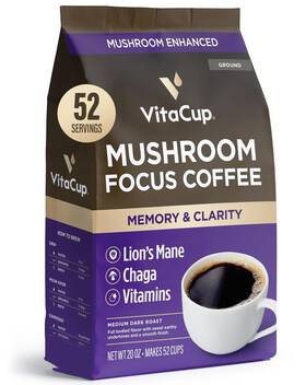Vitacup 850036288732 Focus Mushroom Coffee 20oz With Lions Mane Chaga B Vitamins