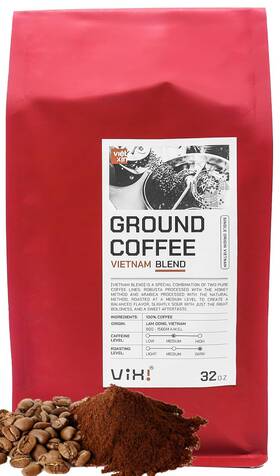 Vixi 445041836899 Ground Coffee Blend 32 Ounce Medium Roast Arabica Robusta