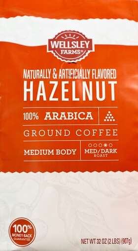 33485 Wellsley Farms Hazelnut Ground Coffee Medium Dark Roast Arabica No Ship To Ca